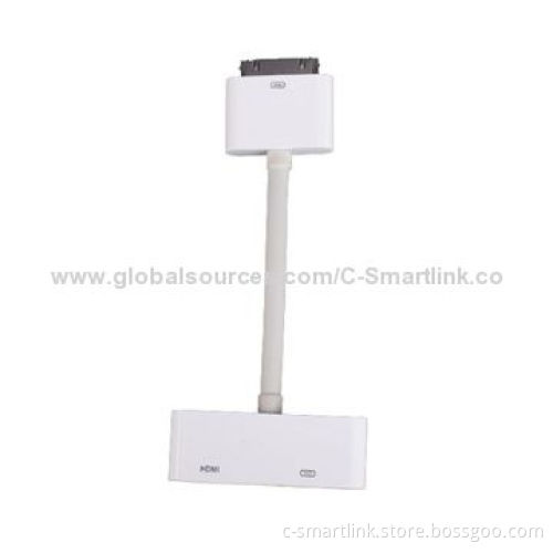 HDMI Adapter for iPad to HDMI Port, Dock 30-pin Male to HDMI Female, 9.5-inch Length, Cracked